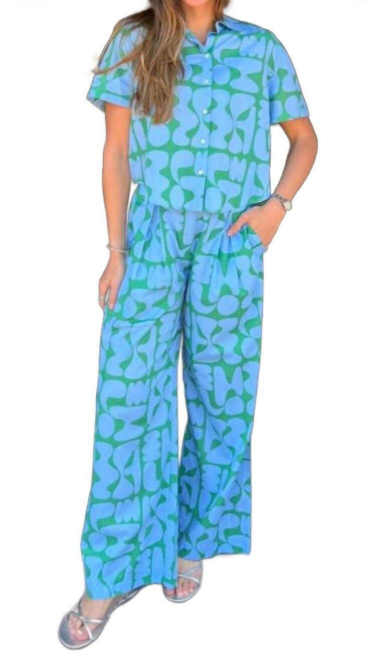 NEW VELVET BY GRAHAM & SPENCER trixie pull on pant in green/ blue bug